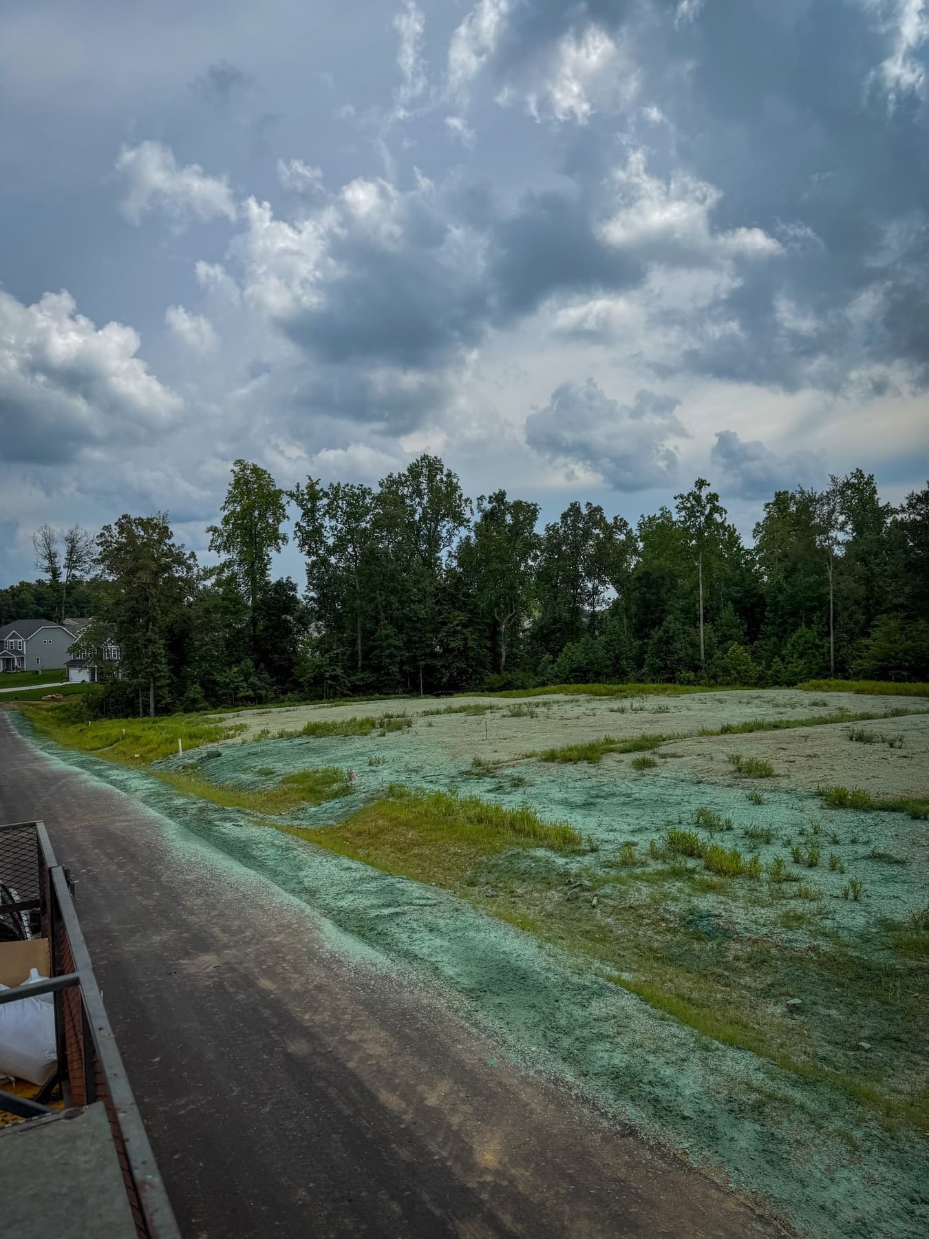 Freshly hydroseeded grading strip at a commercial development site, representative of Prime Hydroseeding's industrial and commercial work around Monroe, NC
